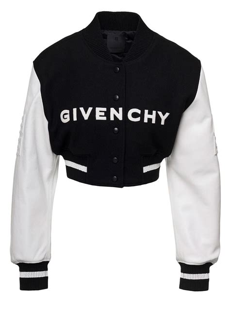 givenchy souvenir bomber jacket|givenchy cropped varsity jacket.